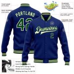 Royal Green Cream Custom Bomber Jacket Mens Full-Snap Varsity Letterman Custom Royal Green-Cream Bomber Full-Snap Varsity