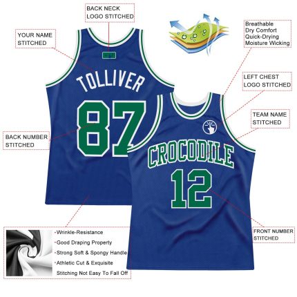 Authentic Custom Throwback Basketball Jersey in Kelly Green and White Custom Royal Kelly Green-White Authentic Throwback