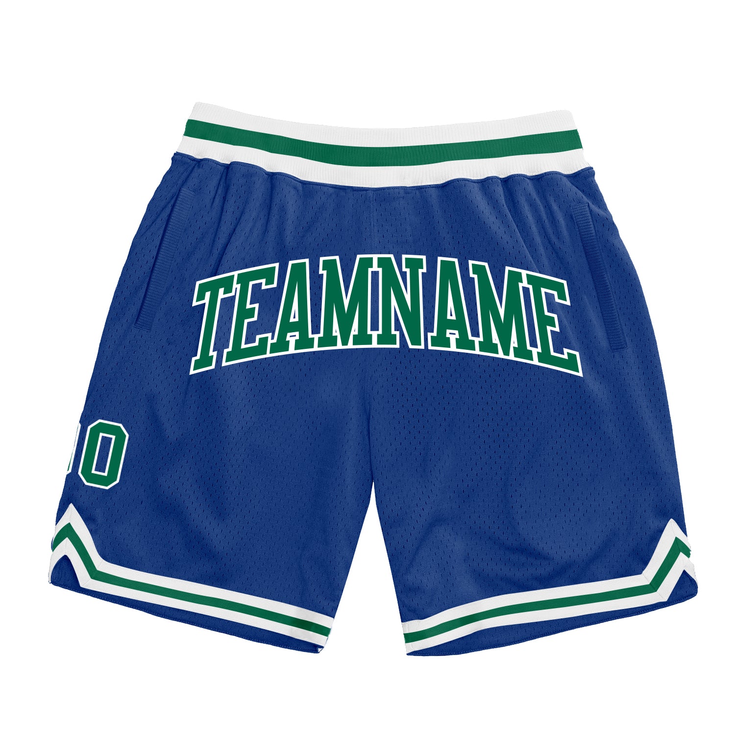 Custom Royal Green White Authentic Throwback Basketball Shorts for Men Custom Royal Kelly Green-White Authentic Throwback
