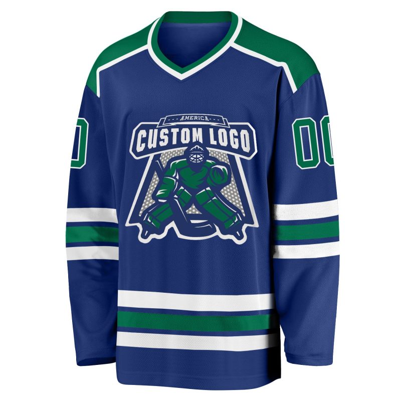 Custom Kelly Green White Hockey Jersey - Personalized Sports Jersey Custom Royal Kelly Green-White Hockey Jersey