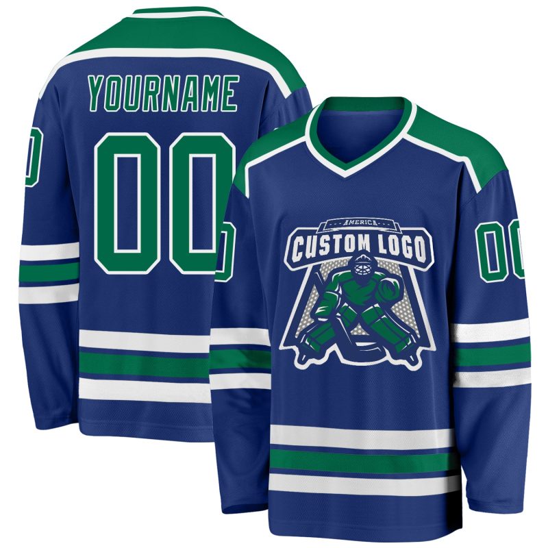 Custom Kelly Green White Hockey Jersey - Personalized Sports Jersey Custom Royal Kelly Green-White Hockey Jersey
