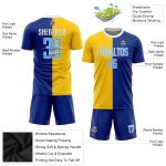 Light Blue Gold Sublimation Soccer Jersey Custom Fashion Uniform Custom Royal Light Blue-Gold Sublimation Split Fashion Soccer