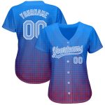 Light Blue Red 3D Pattern Authentic Baseball Jersey - Custom Design Custom Royal Light Blue-Red 3D Pattern Design Authentic