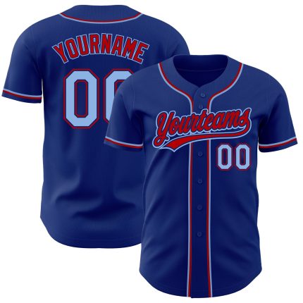 Custom Light Blue-Red Authentic Baseball Jersey - Personalized Team Apparel Custom Royal Light Blue-Red Authentic Baseball