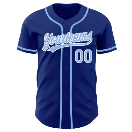 Light Blue White Custom Authentic Baseball Jersey - Royal Design Custom Royal Light Blue-White Authentic Baseball Jersey