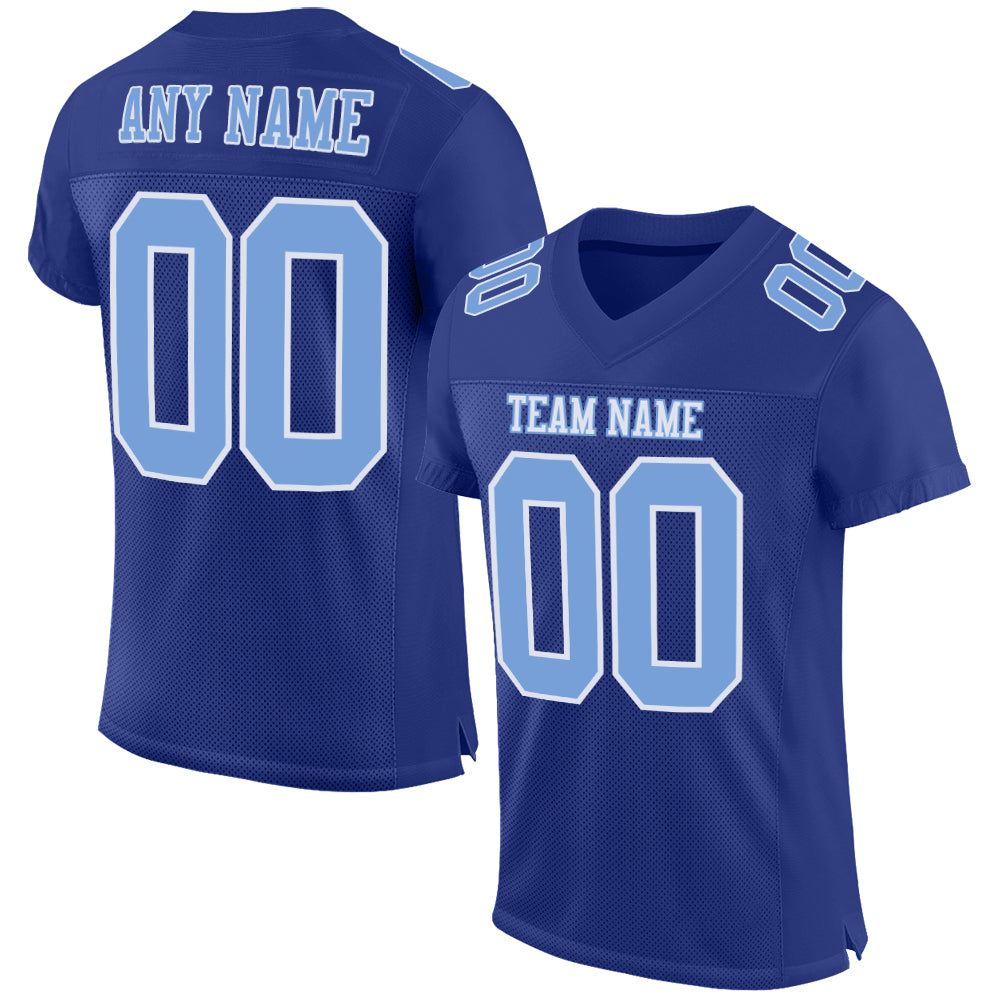 Custom Light Blue White Mesh Authentic Football Jersey - Custom Football Apparel Custom Royal Light Blue-White Mesh Authentic