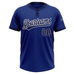 Custom Unisex Softball Jersey - Royal Navy and White Two-Button Design Custom Royal Navy-White Two-Button Unisex Softball