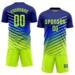 Neon Green Custom Soccer Uniform Jersey - Sublimation Sports Apparel Custom Royal Neon Green Sublimation Soccer Uniform Jersey