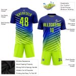 Neon Green Custom Soccer Uniform Jersey - Sublimation Sports Apparel Custom Royal Neon Green Sublimation Soccer Uniform Jersey