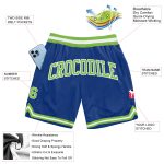 Neon Green and White Authentic Throwback Basketball Shorts - Custom Design Custom Royal Neon Green-White Authentic Throwback