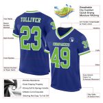 Custom Neon Green White Throwback Football Jersey - Authentic Mesh Design Custom Royal Neon Green-White Mesh Authentic Throwback