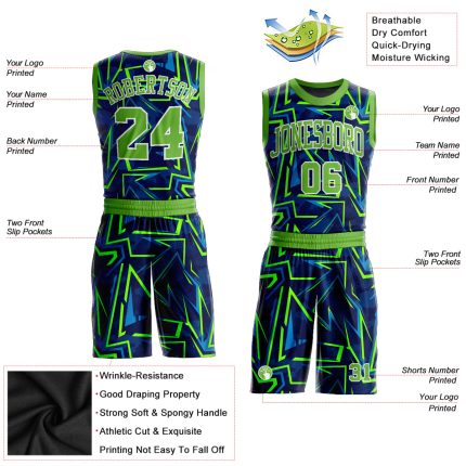 Custom Neon Green-White Basketball Jersey for Music Festival, Round Neck Sublimation Suit Custom Royal Neon Green-White Music