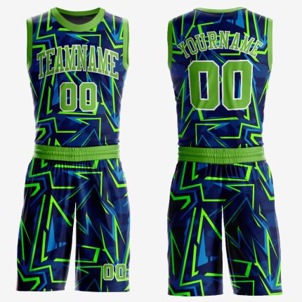 Custom Neon Green-White Basketball Jersey for Music Festival, Round Neck Sublimation Suit Custom Royal Neon Green-White Music