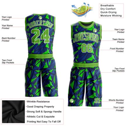 Custom Neon Green and White Basketball Jersey - Round Neck Sublimation Suit Custom Royal Neon Green-White Round Neck Sublimation