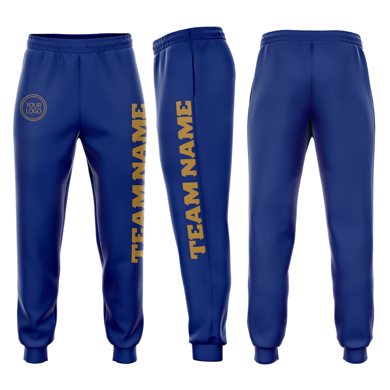 Custom Royal Old Gold Jogger Sweatpants - Fleece Material, Comfortable Fit, Perfect for Casual Wear Custom Royal Old Gold