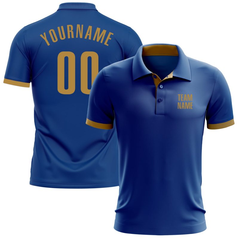 Custom Royal Old Gold Performance Golf Polo Shirt for Men - High Quality Athletic Wear Custom Royal Old Gold Performance