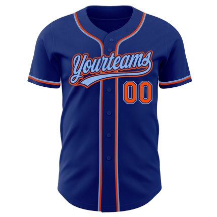 Custom Authentic Baseball Jersey - Royal Orange Light Blue Design Custom Royal Orange-Light Blue Authentic Baseball Jersey