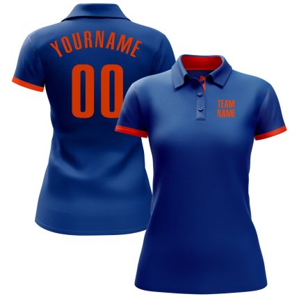 Royal Orange Custom Performance Golf Polo Shirt for Men Custom Royal Orange Performance Golf Polo Shirt
