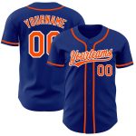 Custom royal, orange and white baseball jersey