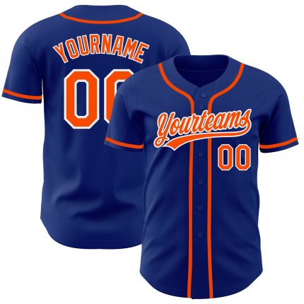Custom royal, orange and white baseball jersey