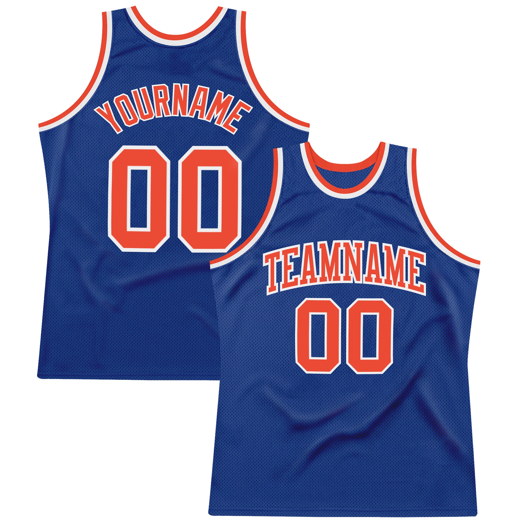 Custom Royal Orange-White Authentic Throwback Basketball Jersey Royal Orange-White Custom Authentic Basketball Jersey - Throwback Style Custom Royal Orange-White Authentic Throwback Basketball