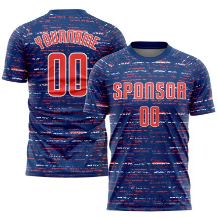 Royal Orange White Soccer Jersey Custom Sublimation Uniform for Teams Custom Royal Orange-White Sublimation Soccer Uniform