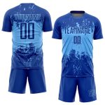 Custom Pink Blue Soccer Jersey - Personalized Sublimation Uniform Custom Royal Pink-Light Blue Sublimation Soccer Uniform