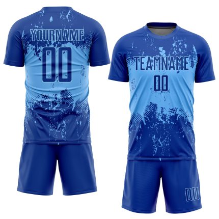 Custom Pink Blue Soccer Jersey - Personalized Sublimation Uniform Custom Royal Pink-Light Blue Sublimation Soccer Uniform
