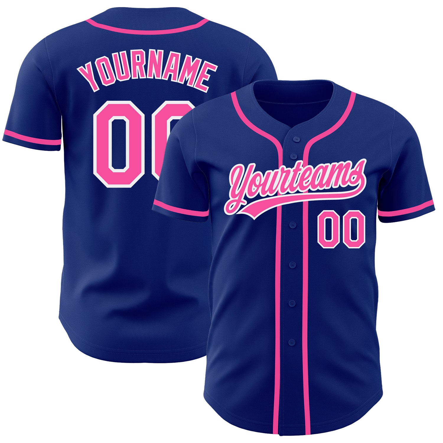 Custom Royal Pink White Baseball Jersey - Authentic Sports Apparel for Fans Custom Royal Pink-White Authentic Baseball Jersey
