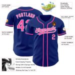 Custom Royal Pink White Baseball Jersey - Authentic Sports Apparel for Fans Custom Royal Pink-White Authentic Baseball Jersey