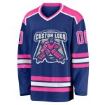 Custom Pink White Hockey Jersey - Personalized Royal Sportswear for Team or Individual Use Custom Royal Pink-White Hockey