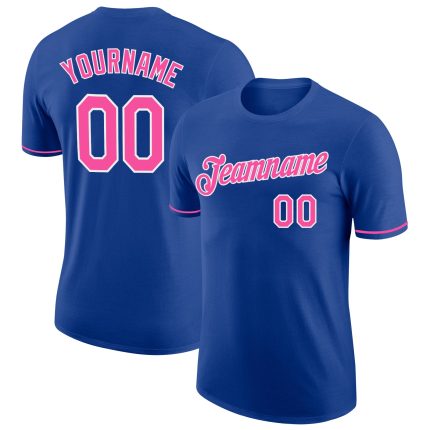 Custom Royal Pink White Performance T-Shirt for Men and Women - Breathable Activewear Top Custom Royal Pink-White Performance