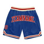 Custom Royal Red Cream Basketball Shorts Authentic Throwback Style Custom Royal Red-Cream Authentic Throwback Basketball