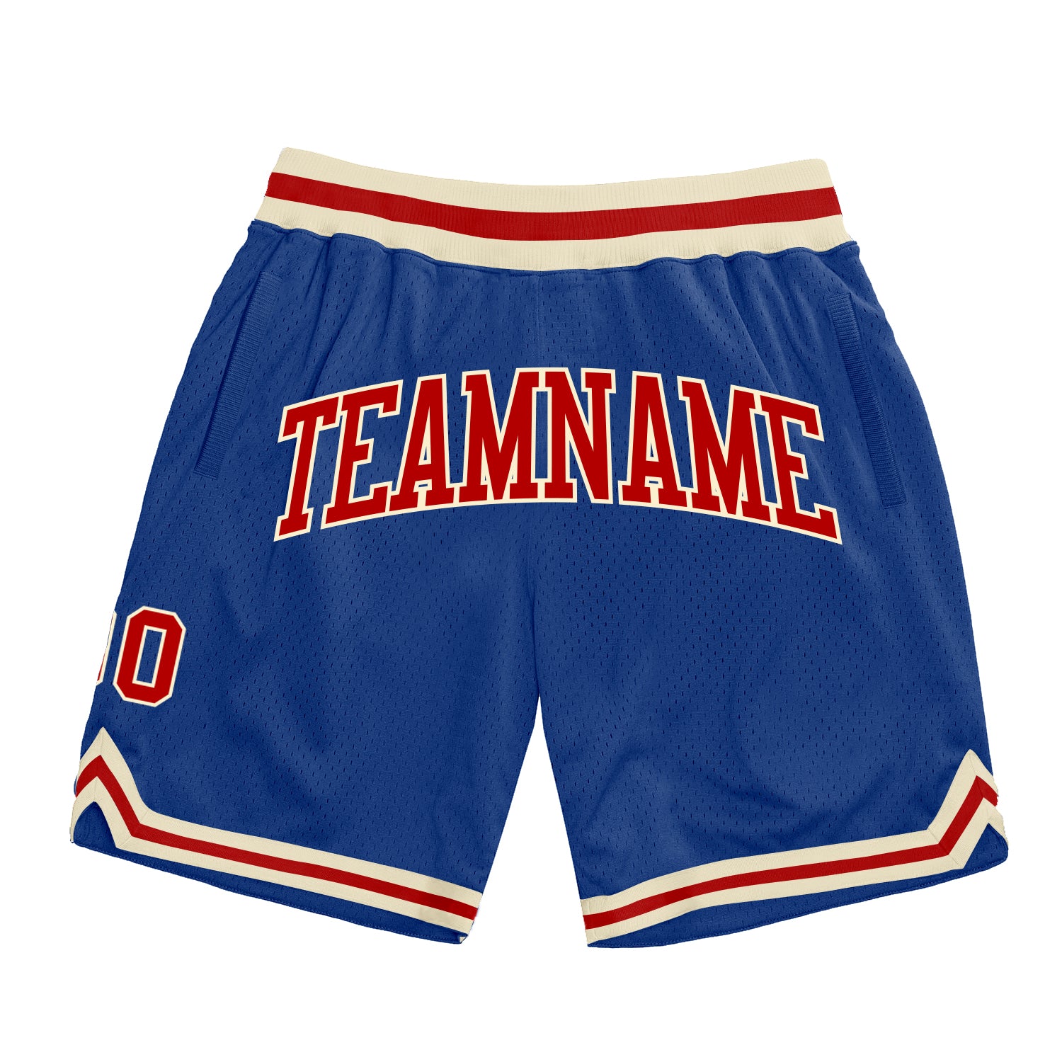 Custom Royal Red Cream Basketball Shorts Authentic Throwback Style Custom Royal Red-Cream Authentic Throwback Basketball