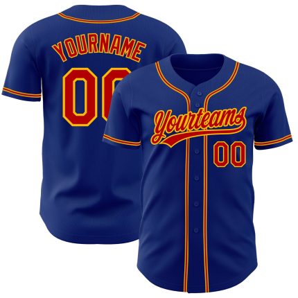 Royal Red Gold Custom Baseball Jersey - Authentic Design for Sports Fans Custom Royal Red-Gold Authentic Baseball Jersey