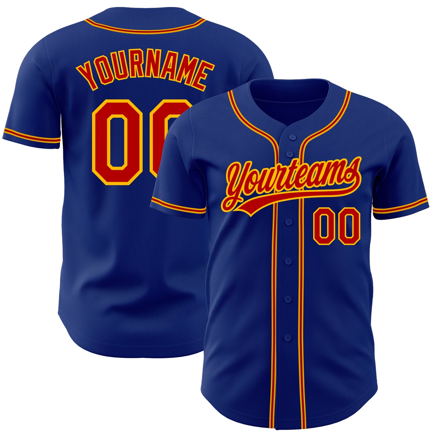 Royal Red Gold Custom Baseball Jersey - Authentic Design for Sports Fans Custom Royal Red-Gold Authentic Baseball Jersey
