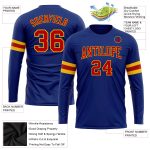 Custom Red-Gold Long Sleeve Performance T-Shirt for Men and Women Custom Royal Red-Gold Long Sleeve Performance T-Shirt
