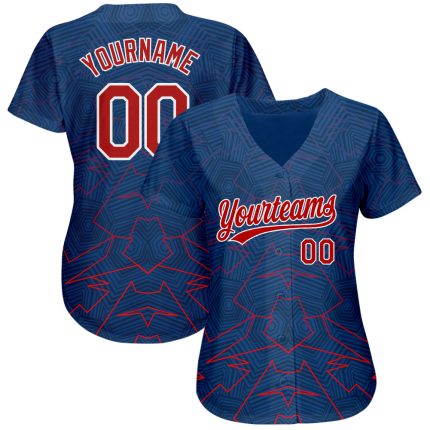 Authentic Custom 3D Pattern Red-White Baseball Jersey - Unique Design Custom Royal Red-White 3D Pattern Design Authentic