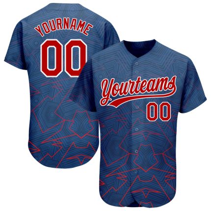 Authentic Custom 3D Pattern Red-White Baseball Jersey - Unique Design Custom Royal Red-White 3D Pattern Design Authentic