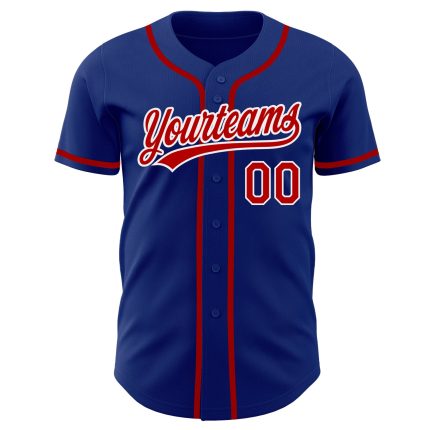 Custom Authentic Baseball Jersey - Royal Red and White Design Custom Royal Red-White Authentic Baseball Jersey
