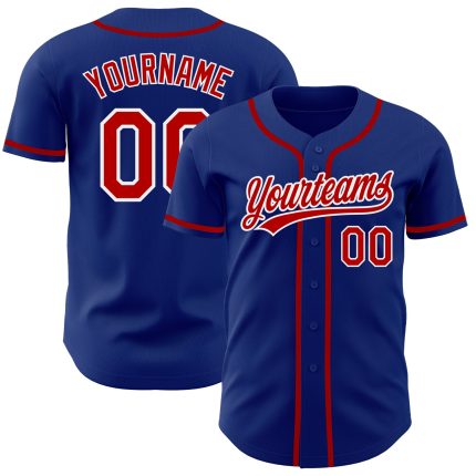 Custom Authentic Baseball Jersey - Royal Red and White Design Custom Royal Red-White Authentic Baseball Jersey