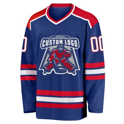 Royal Red White Hockey Jersey Custom Personalized Team Apparel Custom Royal Red-White Hockey Jersey
