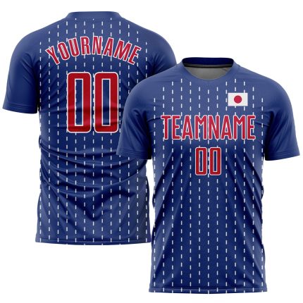 Custom Japanese Flag Soccer Uniform Jersey - Royal Red-White Sublimation Style Custom Royal Red-White Sublimation Japanese