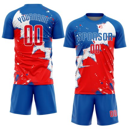 Royal Red White Sublimation Soccer Jersey - Customizable Team Uniform Custom Royal Red-White Sublimation Soccer Uniform Jersey