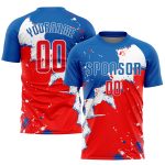 Royal Red White Sublimation Soccer Jersey - Customizable Team Uniform Custom Royal Red-White Sublimation Soccer Uniform Jersey