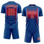 Custom Sublimation Soccer Jersey Royal Red-White Style 9177 for Team Uniforms Custom Royal Red-White Sublimation Soccer Uniform