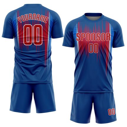 Custom Sublimation Soccer Jersey Royal Red-White Style 9177 for Team Uniforms Custom Royal Red-White Sublimation Soccer Uniform