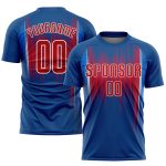 Custom Sublimation Soccer Jersey Royal Red-White Style 9177 for Team Uniforms Custom Royal Red-White Sublimation Soccer Uniform