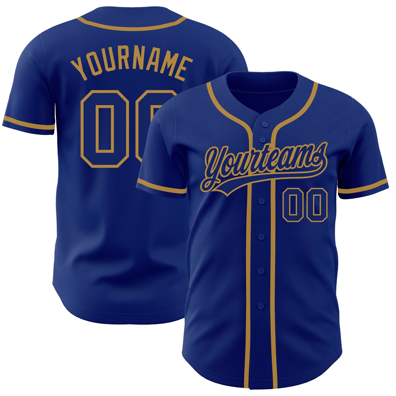Custom Royal Royal-Old Gold Authentic Baseball Jersey Custom Royal-Old Gold Authentic Baseball Jersey - Personalized Sportswear, Mens Jersey Custom Royal Royal-Old Gold Authentic