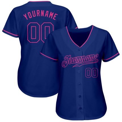 Authentic Royal Pink Custom Baseball Jersey for Men and Women Custom Royal Royal-Pink Authentic Baseball Jersey